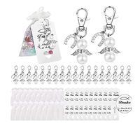 ISAKEN Guardian Angel Charms, 30 Pieces Guardian Angel Charms with Organza Bag Kraft Paper Charms Confirmation Angel Bead Charms Communion Gift