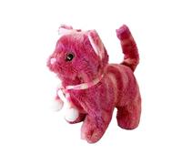 ISAKEN Interactive Electric Plush Cat Toy that Walks, Barks and Tails, Realistic Plush Kitten Stuffed Animal Dolls for Girls Boys and Girls Aged 3 4 5 6 Years