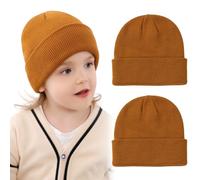 ISAKEN Kids Hat Knitted Cap for Autumn and Winter, Warm Knitted Winter Hat, Boys Girls Beanies Warm Cap for Children Toddler Brown