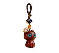 ISAKEN Lucky Cat Mini Bag Keychain - Cute Wooden Animal Keychain Charm Accessory for Women's Handbag, Backpack, Phone Purse