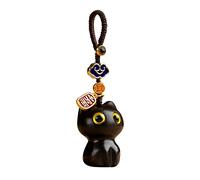 ISAKEN Lucky Cat Mini Bag Keyring - Cute Wooden Cat Charm Keychain Accessory for Women's Handbag, Backpack, Phone Purse
