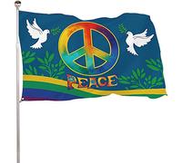 ISAKEN Peace Dove Flag, 35X59 Inch World Peace Flag with Brass Grommets Indoor Outdoor Banner Peace Sign for Garden House Yard