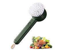 ISAKEN Vegetable Cleaner Brush Fruit Scrubber Brush with Peeler, Long Handle Food Cleaning Brush 2-in-1 Veggie Wash Brush Kitchen Cleaning Tools for Potato Carrot (Green)