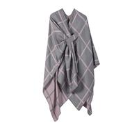 ISAKEN Women Warm Poncho Retro Cape Elegance Cardigan Winter Scarf Shawl Autumn Winter Open Front Winter Coat One Size for Valentine's Day Birthday Christmas Pink Grey