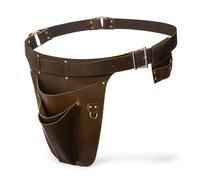 iSamzan Leather Garden Tool Belts for Men - Gardeners Gifts for Women, Small Tool Belt for Florists, Electrician, Carpenter, Flower Farmer, Landscaper with Hammer Holder - Right, brown