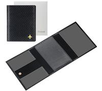 iSamzan Pilot Wallet Passport Holder - Leather Pilot Passport Wallet Accessories Black, Carbon Fiber Black, Pilot Wallet Passport Holder