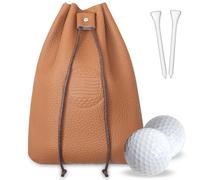 iSamzan Real Leather Golf Tee Bag: USA Golf Ball Bag Pouch with Drawstrings Valuables Pouch for Men - Cool Funny Gifts for Him Golfers Men (Brown)