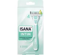 ISANA Intimate Razor - Women's Razor with Shaving Handle and 1 Razor Blade - Lubricating Strip with Argan Oil and Aloe Vera