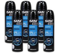 Isana Men Fresh 24 Deodorant Spray 6 x 150 ml Pack of 6