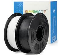 iSANMATE 2KG High Speed PLA Filament 1.75 mm, Rapid PLA Filament 3D High Efficiency Printer Filament 1 kg x 2 Spool, Dimensional Accuracy +/- 0.03 mm, 30-500 mm/s (Black + White)