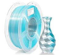 iSANMATE 3D Printer Filament, PLA Filament 1.75mm Dual Color Filament, Shiny Silk PLA Coextruded Filament, 3D Printing Filament Magic PLA, 1 kg/Spool, Lake Green and Silver