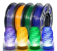 iSANMATE PLA Filament 1.75mm Bundle, Transparent Glitter Blue, Orange, Green and Blue Violet Clear PLA Filament, 3D Printing Filament, 250g X 4 Pack
