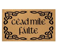 ISANOU Cead Mile Failte Welcome Door Mat,Irish Welcome Outside Door Mats Rug,Durable Non Slip Doormat for Porch Indoor Outdoor Entrance Kitchen,30x17 Inches