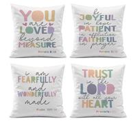 ISANOU Positive Classroom Decorative Pillow Covers,Inspirational Christian Bible Verse Throw Pillow Covers Decor for Home Playroom Nursery Kids Teen Bedroom,18x18 Inch Pillowcase Set of 4