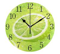 ISAOA 9.5 Inches Modern Wall Clock,Rose Gold Marble Silent Non-ticking Round Desk Clock Cube Clock for Bedrooms,Kids,Living Room,Kitchen (Green)