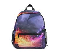 ISAOA A Colored Dragon Spitting Colored Fire Kids Small School Backpack, Toddler Preschool Shoulder Bookbag Kindergarten School Bag Casual Daypack for Boys Girls