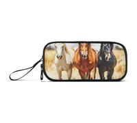 ISAOA A Group of Majestic Horses Running Big Capacity Pencil Case 3 Compartments Pencil Pouch Portable Large Storage Pencil Box Pencil Bag for Teen Boys Girls Adults Students