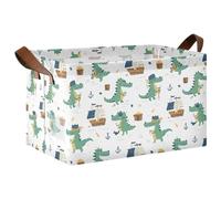 ISAOA Alligator Boat Pattern Rectangular Storage Bin Collapsible storage Basket with Handles for Organizing Home Kitchen Office Bedroom Toy Bin Closet Shelf Baskets
