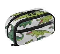 ISAOA Alligators Animal Green Pencil Case with 3 Compartments, Aesthetic Stationery Pen Bag Secondary School Essentials Supplies for Teen Girls Boys Adult
