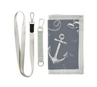 ISAOA Anchor Shark Pattern Kids Wallets for Boys Girls, Toddler Trifold Wallet with Zippered Coin Pocket and Card Holders, Novelty Wallet for Childrens Birthday Gifts