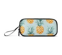 ISAOA Aqua Background Pineapples Pattern Big Capacity Pencil Case 3 Compartments Pencil Pouch Portable Large Storage Pencil Box Pencil Bag for Teen Boys Girls Adults Students