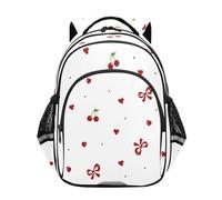 ISAOA Backpack Toddler School Book Bag for Girls Boys Kids Travel Bag Cherry Love Bow Pattern 8-14 Years Old