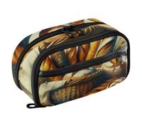 ISAOA Basket of French Bread Pencil Case with 3 Compartments, Aesthetic Stationery Pen Bag Secondary School Essentials Supplies for Teen Girls Boys Adult