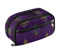 ISAOA Beautiful Iris Flowers Pencil Case with Clear PVC, Waterproof Zipper Pen Bag Pouch Organizer with PE Divider Large Capacity Stationery Storage for School Office