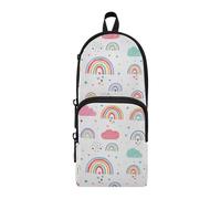 ISAOA Big Capacity Pencil Cases with Multi Pockets Clouds Rainbows Love Hearts Pouch Bag School Office Teen Girls Boys