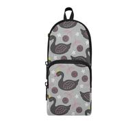 ISAOA Big Capacity Pencil Cases with Multi Pockets Gray Seamless Pattern with Black Princess Swan Pouch Bag School Office Teen Girls Boys