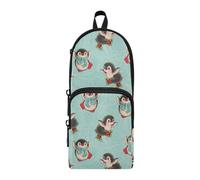 ISAOA Big Capacity Pencil Cases with Multi Pockets Hand Drawn Penguin Pouch Bag School Office Teen Girls Boys