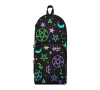 ISAOA Big Capacity Pencil Cases with Multi Pockets Mystical Esoteric Pattern with Moon and Magic Pouch Bag School Office Teen Girls Boys