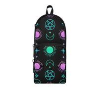 ISAOA Big Capacity Pencil Cases with Multi Pockets Mystical Esoteric Pattern with Sun Moon and Star Pouch Bag School Office Teen Girls Boys