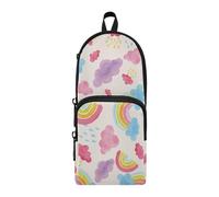 ISAOA Big Capacity Pencil Cases with Multi Pockets Rainbow Colorful Clouds Raindrops Pouch Bag School Office Teen Girls Boys