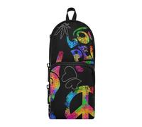 ISAOA Big Capacity Pencil Cases with Multi Pockets Rainbow Peace Love Sign Gesture Pouch Bag School Office Teen Girls Boys