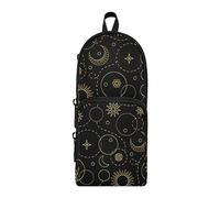 ISAOA Big Capacity Pencil Cases with Multi Pockets Vintage Moon and Sun SpacePencil Bag for Boys Girls Stationery Pouch Organizer for School Office, 23.5 x 10 x 8cm