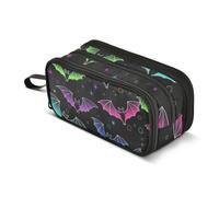 ISAOA Big Capacity Pencil CasesBats and Stars Halloween Pencil Pouch Bag Large Pen Bag Stationery Bag for Girls Boys Adults Student