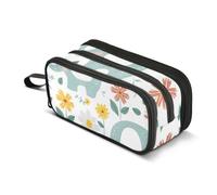 ISAOA Big Capacity Pencil CasesCute Little Elephant Elephant Daisies Pencil Pouch Bag Large Pen Bag Stationery Bag for Girls Boys Adults Student