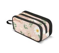 ISAOA Big Capacity Pencil CasesCute Little Turtle with White Daisies Pencil Pouch Bag Large Pen Bag Stationery Bag for Girls Boys Adults Student