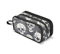 ISAOA Big Capacity Pencil CasesHuman Skulls Spider Web Pencil Pouch Bag Large Pen Bag Stationery Bag for Girls Boys Adults Student