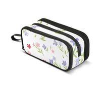 ISAOA Big Capacity Pencil CasesLittle Blue Pink Flower Pattern Pencil Pouch Bag Large Pen Bag Stationery Bag for Girls Boys Adults Student
