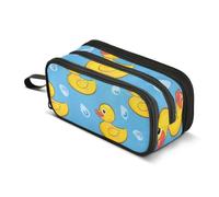 ISAOA Big Capacity Pencil CasesLittle Yellow Duck on Blue Background Pencil Pouch Bag Large Pen Bag Stationery Bag for Girls Boys Adults Student