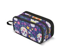 ISAOA Big Capacity Pencil CasesSkulls Head Flowers Pattern Pencil Pouch Bag Large Pen Bag Stationery Bag for Girls Boys Adults Student