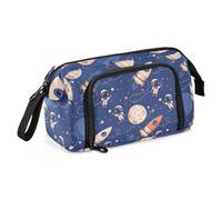 ISAOA Big Capacity Pouch Bag Large Storage Pencil Case Astronauts Planets Spaceships Stars Pen Bag with Zipper Office College Stationery Organizer,School Supplies for Teen Girls Boys and Adults