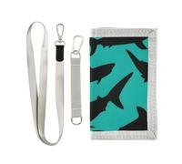 ISAOA Black Shark Silhouette Pattern Kids Wallets for Boys Girls, Toddler Trifold Wallet with Zippered Coin Pocket and Card Holders, Novelty Wallet for Childrens Birthday Gifts