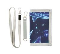 ISAOA Blue Fluorescent Shark Pattern Kids Wallets for Boys Girls, Toddler Trifold Wallet with Zippered Coin Pocket and Card Holders, Novelty Wallet for Childrens Birthday Gifts