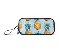 ISAOA Blue Pineapples Pattern Big Capacity Pencil Case 3 Compartments Pencil Pouch Portable Large Storage Pencil Box Pencil Bag for Teen Boys Girls Adults Students