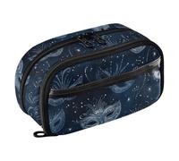 ISAOA Blue Starry Sky Mask Pencil Case with Clear PVC, Waterproof Zipper Pen Bag Pouch Organizer with PE Divider Large Capacity Stationery Storage for School Office
