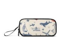 ISAOA Boat Whale Big Capacity Pencil Case 3 Compartments Pencil Pouch Portable Large Storage Pencil Box Pencil Bag for Teen Boys Girls Adults Students