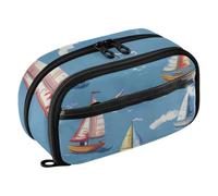ISAOA Boats in A Vast Ocean Pencil Case with 3 Compartments, Aesthetic Stationery Pen Bag Secondary School Essentials Supplies for Teen Girls Boys Adult